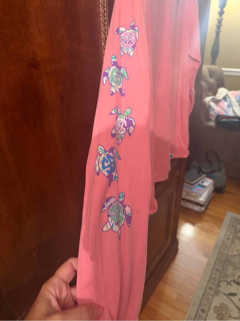Simply Southern Pink Long Sleeve Tee with Small Turtle Logo - Picture 2 of 5